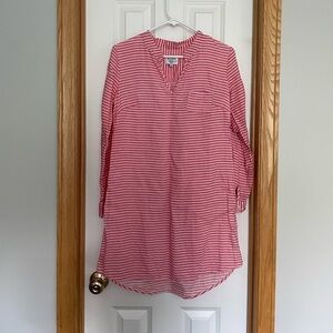 HIHO 100% Linen Dress Pink White Stripe Size XS